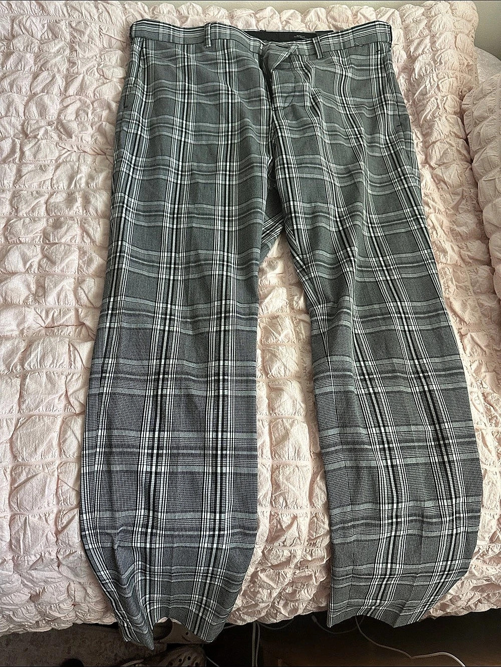 Plaid Skinny Fit
 Pants in Gray